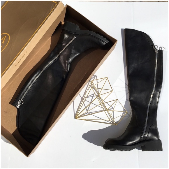 Ash Seven Black Leather Combat Boot - Picture 2 of 8